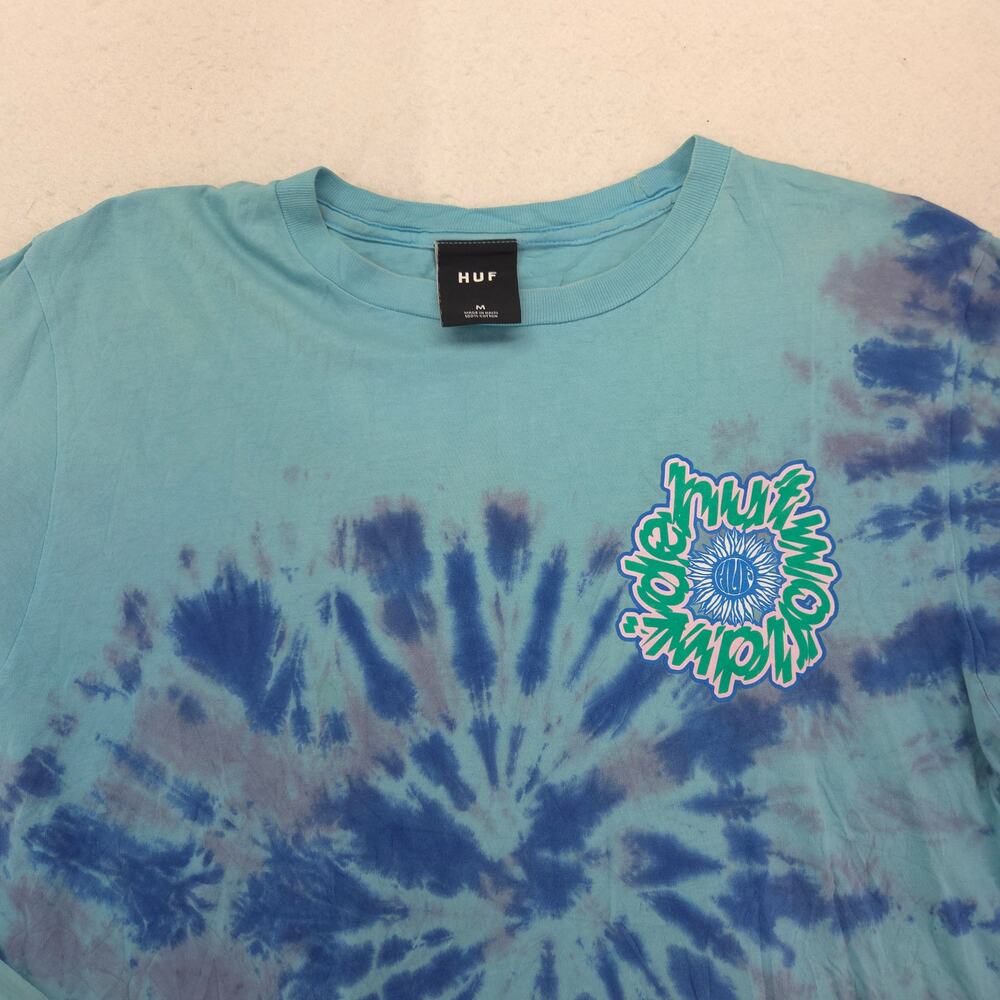 HUF Casual Crew Neck Long Sleeve Graphic T Shirt Mens Size Medium M Blue
